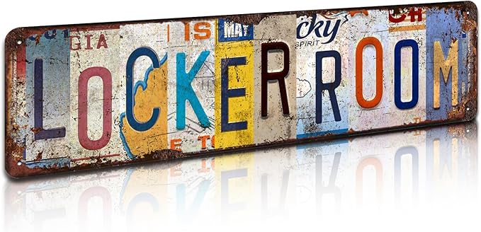 Locker Room Vintage Metal Tin Sign - Rustic Sports Wall Art for Gym, Garage, Man Cave, Team Spirit Décor - 4x16 Inch
