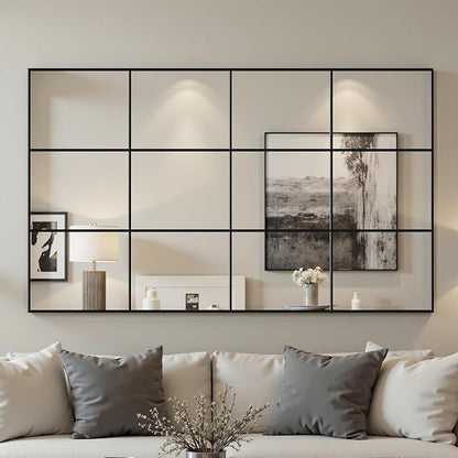 Suidia Wall Mirror, 36" x 60" Window Decorative Mirrors, Metal Framed Wall Decor Wall-Mounted Mirrors for Bedroom, Living Room, Entryway, Black