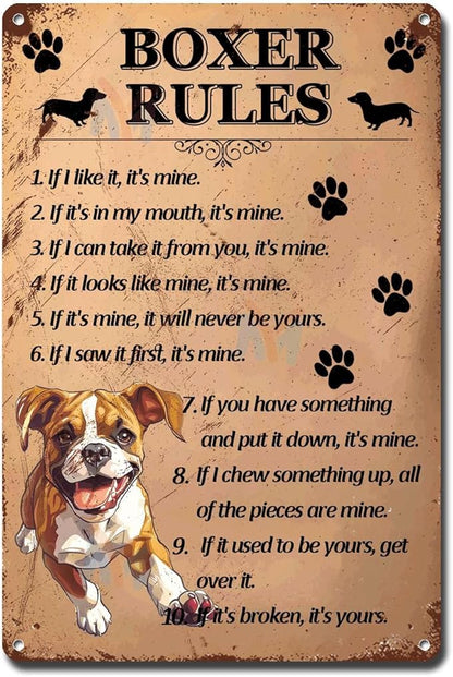 Metal Sign Tin Sign Vintage Wall Art Boxer Rules Outhouse Wall Decor for Home Decor 12×16 Inches