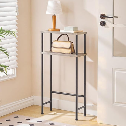 HOOBRO Narrow Console Table for Small Space, 15.7" Entryway Table with Storage, 2 Tier Sofa Table with 2 Shelves, Skinny Console Table for Entryway, Hallway, Living Room, Greige and Black BG40XG01