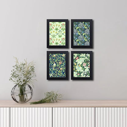5x7 Picture Frame Set of 4 Made of Solid Wood Photo Frame with Real Glass for Pictures 4x6 with Mat or 5x7 Without Mat, Wall Mount or Tabletop Gallery Photo Frames in Black