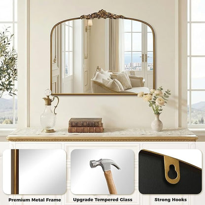 36"X30" Vintage Gold Mirror Baroque Mirror for Wall,Ornate Mirror with Metal Frame,Decorative Mirrors for Living Room,Entryway,Bathroom,and Bedroom