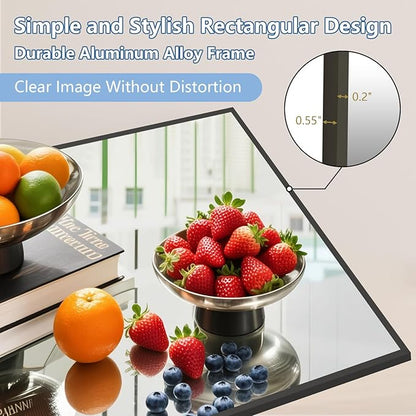 82"X44" Oversized Floor Mirror Full Length, Extra Large Standing Mirror for Gym Bedroom Living Room Clothing Store, Tempered Glass Black Full Length Body Mirror, Hanging or Wall Mounted