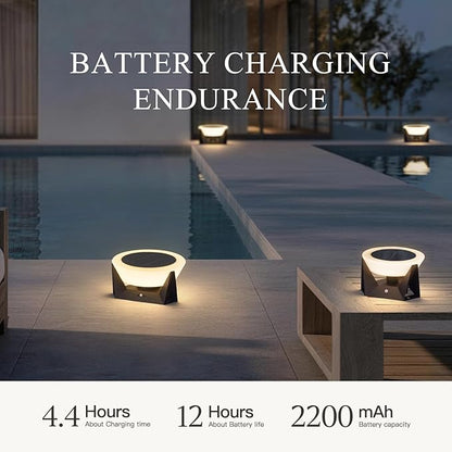 14.96" Dimmable Floor Lamp, 3000K Large Solar Lanterns Outdoor Waterproof, IP54 Waterproof Outdoor Patio Floor Lamp, Remote Control Outside Flooring Lights, Smart Solar Powered Porch Lantern