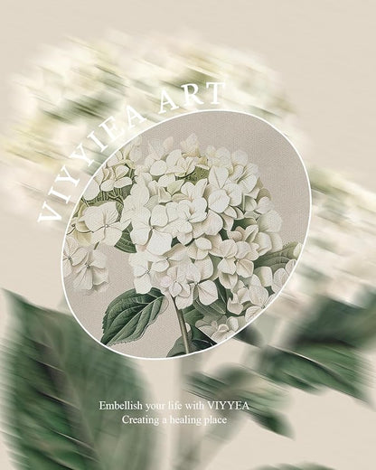 VIYYIEA Vintage Gold Framed Wall Art Print Home Decor, White Hydrangea Painting Canvas Prints, Aesthetic Farmhouse Flower Prints Decoration Bedroom Bathroom Wall Decor Kitchen Office, 12x16inch