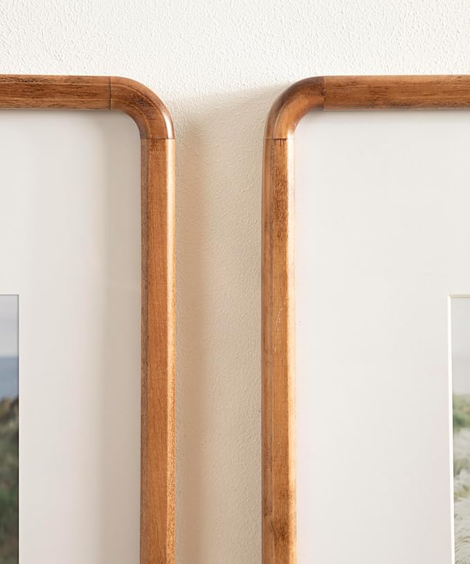 Kate and Laurel Inglewood Modern Wall Picture Frame Set of 3; 11x14 matted to 5x7; Walnut Brown; Three-Piece Frame Set for Gallery Wall Accent Set in Living Room Decor