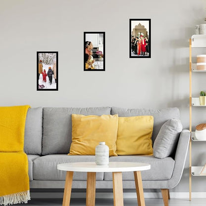 JCJMY 4x10 Picture Frame Set of 6 Black for Wall Hanging or Tabletop, Wall Mounting Horizontally or Vertically, 4 x 10 Wall Gallery Poster Photo Frame with Shatter Resistant Plexiglass, 6 Pack, Black