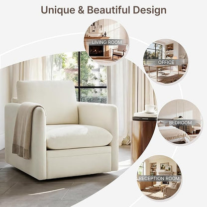 360° Swivel Accent Chair Set of 2,Upholstered Armchair with Deep Seat, Sturdy Metal Base for Living Room,Nursery,Bedroom,Linen