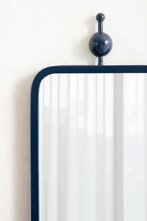 Kate and Laurel Kasota Traditional Slim Panel Wall Mirror, 9 x 36, Navy Blue, Vintage Tall Mirror for Use as Versatile Entryway or Bedroom Wall Decor