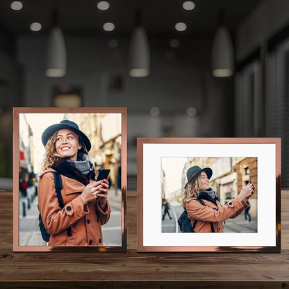 Picture Frames 11x14 Set of 6, Distressed rose gold Photo Frame, Display Pictures 8x10 with Mat or 11x14 Without Mat, Washed Farmhouse Frame