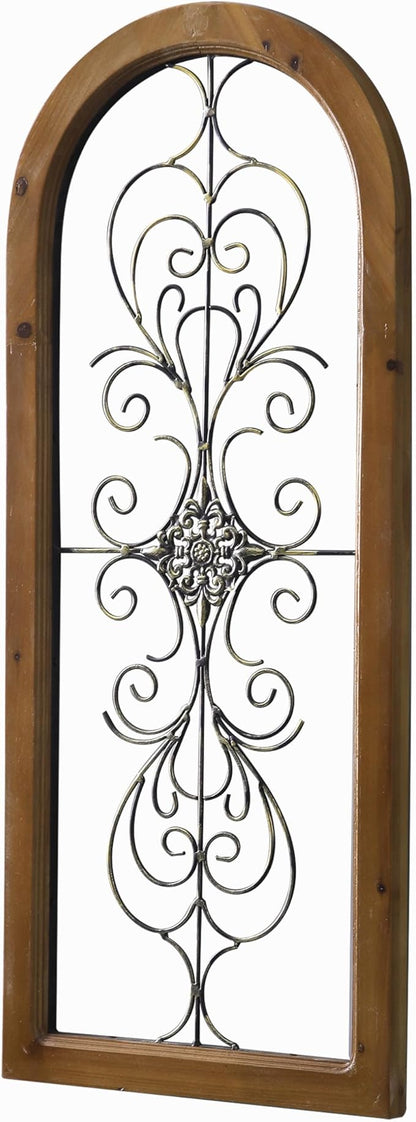 Sintosin Vintage Metal Wall Art for Living Room 13 X 32 Inches, Handmade Distressed Wooden Wall Panels with Carved Wrought Iron above Bed Decor, Farmhouse Wall Decor for Kitchen Entryway