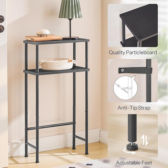 HOOBRO Narrow Console Table for Small Space, Set of 2, 15.7" Entryway Table with Storage, 2 Tier Sofa Table with 2 Shelves, Skinny Console Tables for Entryway, Hallway, Foyer, Black BB40XGP201