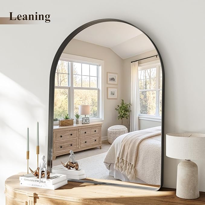 Arched Bathroom Mirror, 24"x36" Black Mirror for Wall Mounted Vanity Mirror for Over Sink with Tempered Glass, Aluminum Alloy Deep Frame, Farmhouse for Bedroom, Entryway, Living Room