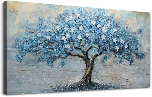 Wapluam Canvas Wall Art For Living Room Farmhouse Wall Decor Art For Bedroom Office Modern Decorations Tree Wall Paintings Blue Abstract Pictures Vintage Artwork Home Decor Posters 40"X20"