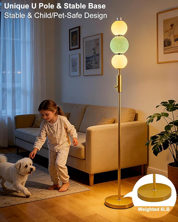 Lightdot Globe Floor Lamp with 3 Color Temperatures Smart LED Bulbs Included, Dimmable Unique Corner Floor Lamp, Blue Modern Standing Lamp Tall Lamp for Living Room/Bedroom/Gaming Room/Decor Office
