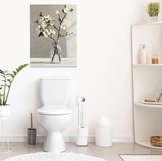 daktenn Floral Canvas Wall Art Bathroom Wall Art Pictures Wall Decor Home Decor Wall Decor for Bedroom Livingroom 24x32 Inches