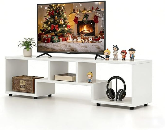 Lightdot TV Stand for TVs up to 55'', Modern Entertainment Center with Open Storage Shelf Large capacity for collection, Media Table TV Console for Living Room/Bedroom/Sofa Cabinet,Easy Assembly-White