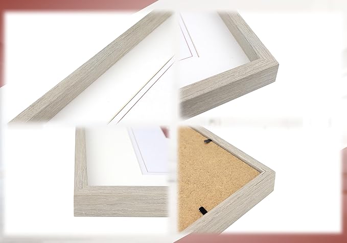 8 Pack Shadow Box Style Gallery Wall Frame Set – Deep Photo Frame Set with Mat for 8x10, 5x7 and 4x6 - Multiple Sizes Picture Frame Set for Wall Collage – Assorted Picture Frames for Wall (Gray)