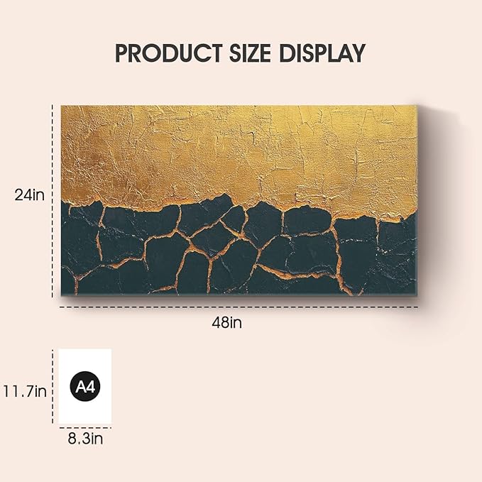 Iallbin Abstract Canvas Wall Art, Large Wall Art for Living Room, for Wall Modern Paintings Wall Decor Living Room (Abstract, Black and Yellow, 48L x 24W)