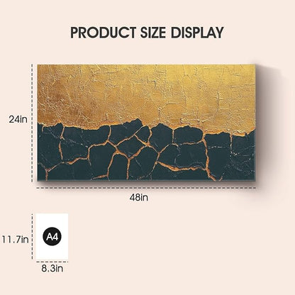 Iallbin Abstract Canvas Wall Art, Large Wall Art for Living Room, for Wall Modern Paintings Wall Decor Living Room (Abstract, Black and Yellow, 48L x 24W)
