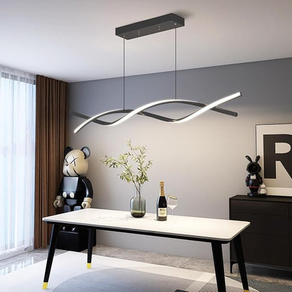Modern LED Ceiling Pendant Light, 39IN Modern Chandelier with Remote Control 3000k-6500K Adjustable Color Temperature, Aluminum Island Lighting Lamp for Dining Room, Living Room, Island