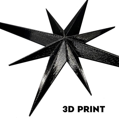 Stylor Mid Century Modern Decor, Mcm Retro 3D Star Art Wall Sculpture, Plastic Starburst Decor, Vintage Celestial Whimsigoth Home Decor Accent. (Set of 6, Black)