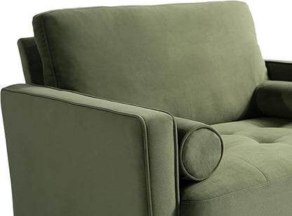 Studio Living® Lexington 39.4" Arm Chair, Mid-Century Modern, Pocket Coil Comfort, Easy Assembly, Velvet Fabric, Olive Green