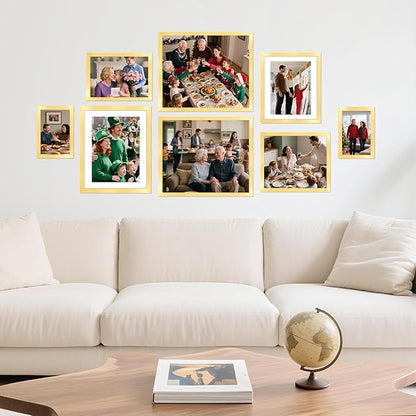 12x12 Picture Frame 2 Pack, Gold Photo Frames Collage for Wall Hanging, 12 x 12 Square Wall Gallery Poster Frame with Clear Plexiglass, Display Pictures 8x8 with Mat or 12x12 Without