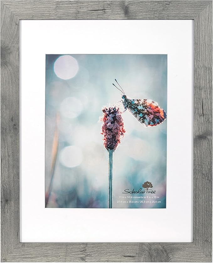 Grey 11x14 Picture Frame,Display 11x14 without Mat or 8x10 with Mat，Wall Gallery Photo Frames