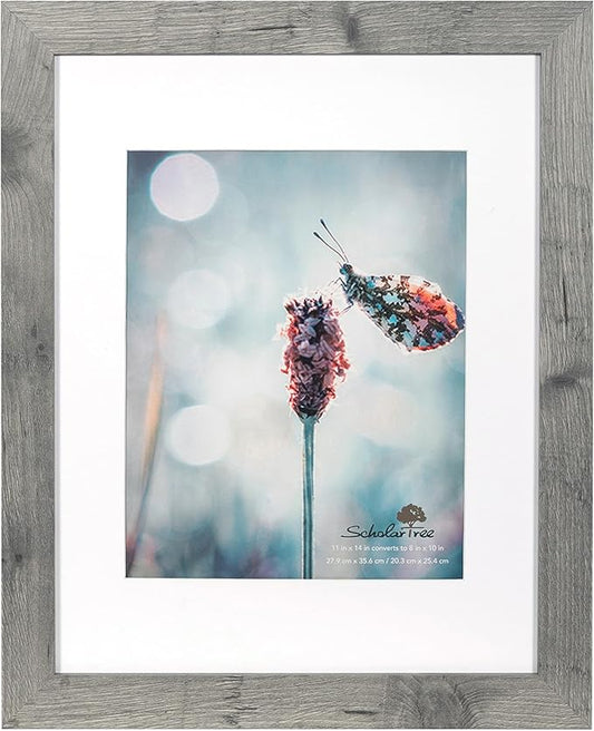 Grey 11x14 Picture Frame,Display 11x14 without Mat or 8x10 with Mat，Wall Gallery Photo Frames