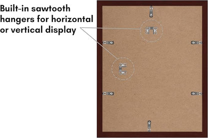 Americanflat 11x14 Picture Frame with Polished Plexiglass - Set of 5 - Use as 8x11 Frame with Mat or Display 11x14 Photo Without Mat - Galleria Collection - Picture Frames for Wall Display - Mahogany