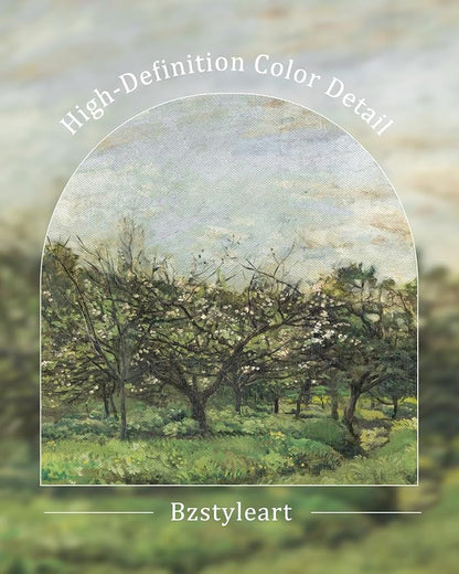 Bzstyleart Vintage Wall Art Decor for Living Room, Large Canvas Framed Wall Art, Landscape Painting Picture Farmhouse, Canvas Artwork for Bedroom Home Decoration Aesthetic, Sunny Field, 20 x 40 Inch