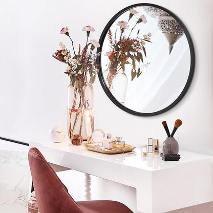 AOAOPQ Black Round Mirror for Wall Small Round for Bathroom Entryway Living Room Hallway Matte Frame Mirrors Anti Rust Hangs Tempered Glass for Bedroom Entry Dining Room