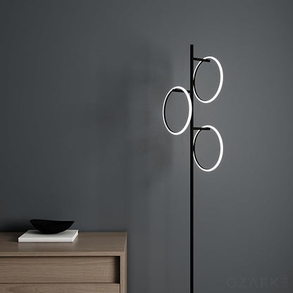 Ozarke Neo Modern Floor Lamp - Mid Century Minimalist Decor Stand Light for Living Room, Bedroom & Home Office, Dimmable Contemporary Tall Lighting with 3 LED Lights - Warm 27000K (Black)