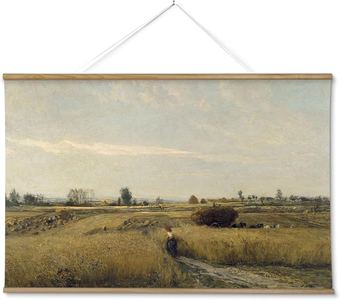 InSimSea 36x54 Large Canvas Scroll Wall Art, Autumn Harvest Nature Landscape Oil Painting, Rustic Countryside Wall Decor for Living Room, Bedroom, Dining Room, Family Room