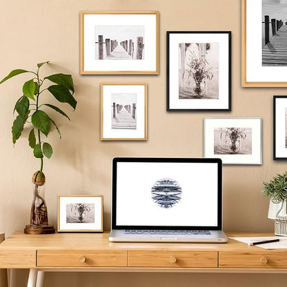 KTKDE11x14 Picture Frames Set of 2, Metal Photo Frame with High Definition ,Photo Frame 8x10 with Mat or 11x14 without Mat, Wall Mounting Vertical or Horizontal Perfect for Home Decoration, Office,