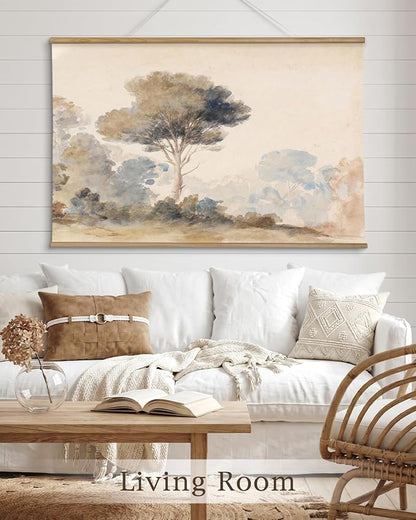 InSimSea 36x54 Extra Large Canvas Scroll Wall Art, Pine tree Nature Landscape Wall Decor, Oversized Farmhouse Painting Prints for Living Room, Bedroom, Dining Room, Office
