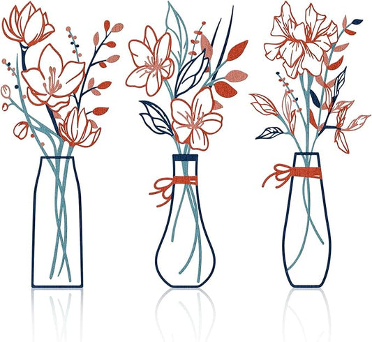 Zzbakress 3 Pcs Metal Flowers Wall Arts Rustic Farmhouse Decor Bathroom Wall Decor Metal Wall Decor for Living-room Dining-Room Kitchen Minimalist Decor Housewarming Gifts (Blue Orange)