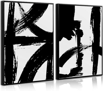 Tocliky Black and White Wall Art Abstract Modern Painting Minimalist Line Canvas Wall Art Decor Black And White Poster Abstract Artwork Prints for Living Room Bedroom 24x36 Inch Unframed Set of 2