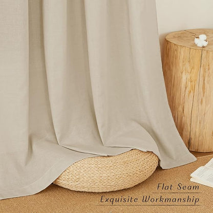 NICETOWN Angora Linen Kitchen Curtains 36 inch Length, Decorative Thick Flax Small Window Treatments Privacy Assured with Light Filtering for Bedroom/Bathroom, W55 x L36, 2 Panels