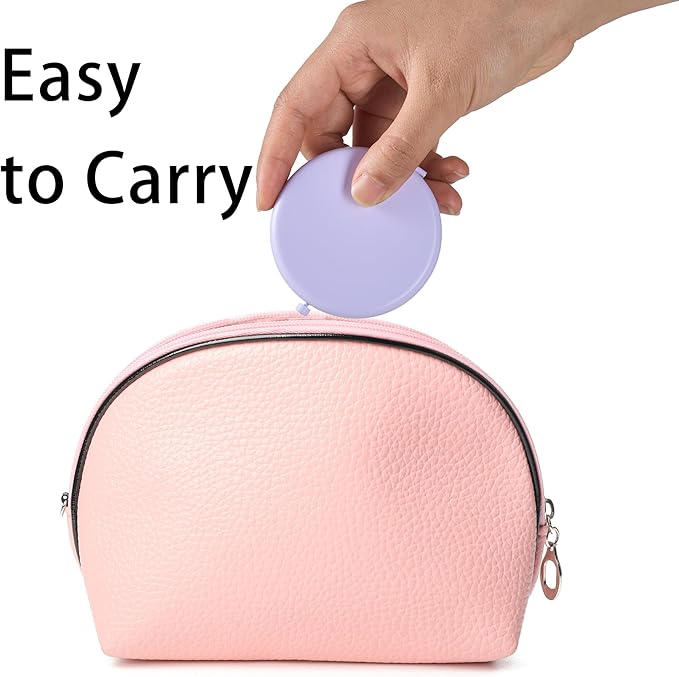 Compact Mirror for Purse, Metal Round Shell, Double-Sided 1X/12X Magnifying, Portable Travel Small Makeup Mirror, Mini Pocket Mirror, Periwinkle, 12 Packs