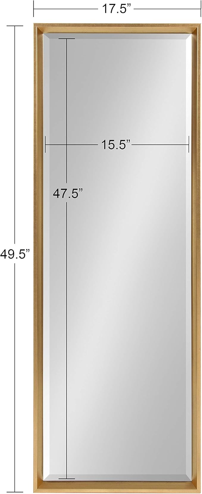 Kate and Laurel Calter Modern Framed Full Length Beveled Wall Mirror, 17.5x49.5 Gold