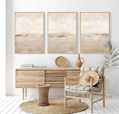 Baccone Beige Abstract Wall Art Set of 3 Neutral Canvas Wall Art Prints Boho Abstract Picture Modern Abstract Art Wall Decor Minimalist Artwork for Living Room Beroom Decor 16x24 Inch UNFRAMED