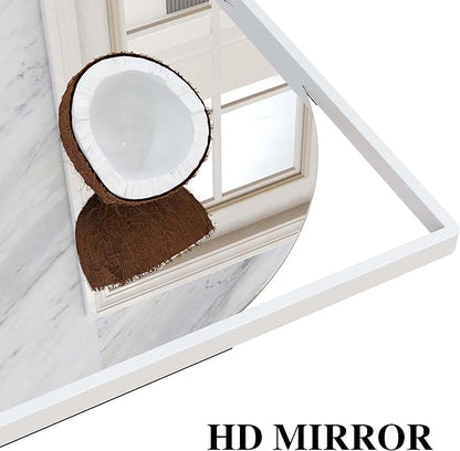 21" X 28" Wall Mirror with Shelf and Hooks,Entryway Mirror with Hooks, Metal Framed Bathroom Mirror with Shelf for Bathroom, Bedroom, Living Room (White, 21 x 28)