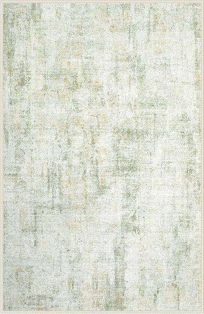 Area Rugs 9x12 Living Room: Washable Rug Modern Abstract Large Rugs Soft Non Slip Neutral Rug Stain Resistant Indoor Carpet for Bedroom Kitchen Dining Room Home Office Rugs(Green Brown,9'x12')