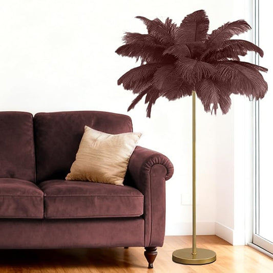 Feather Floor Lamp,Fluffy Ostrich Feather Floor Lamp for Bedroom,3 Color Temperatures Led Corner Modern Floor Lamps for Living Room Christmas Home Decor House Warming Gifts,63″ Height (Coffee)