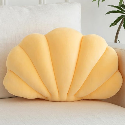 Shell Pillow, Shell Shaped Decorative Throw Pillows with Velet for Couch Bed, Cute Seashell Beachy Room Decor Aesthetic Throw Pillows for Bedroom Living Room