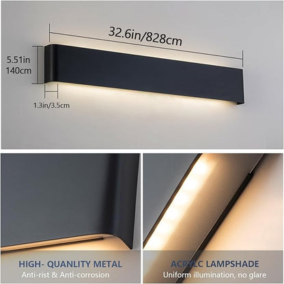 32.6 Inch LED Bathroom Vanity Light, Matte Black Hardwired Vanity Light for Bathroom Over Mirror, 5 CCT Adjustable, 32W 2000LM Aluminum Wall Mounted Light Fixture, Single Pack