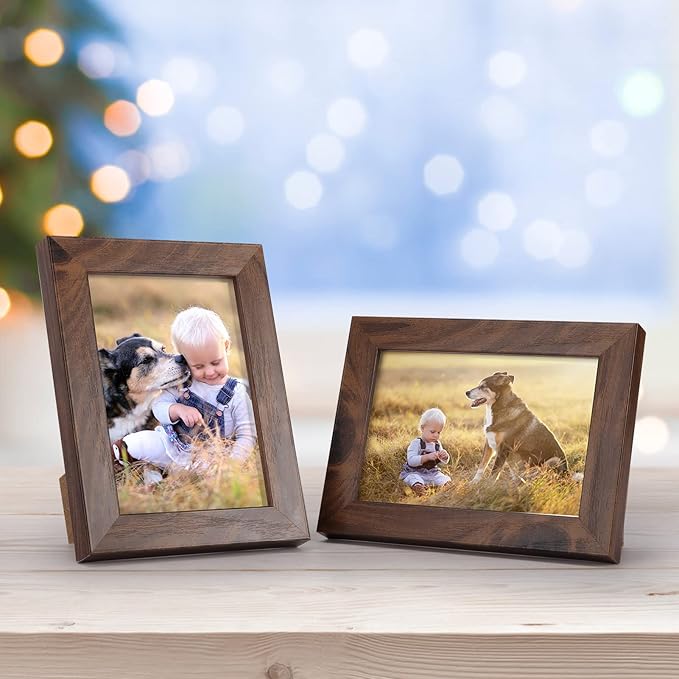 Giftgarden 3.5x5 Picture Frame Brown 12 Pack, Rustic Walnut 3.5 x 5 Photo Frames Bulk for Desktop Display or Wall Mount