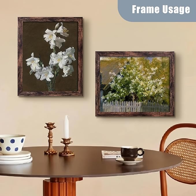 SESEAT 11x14 Picture Frames, Display Pictures 8x10 With mat or 11x14 Prints Without Mat, Wall Mounting, Brown, 6PCS